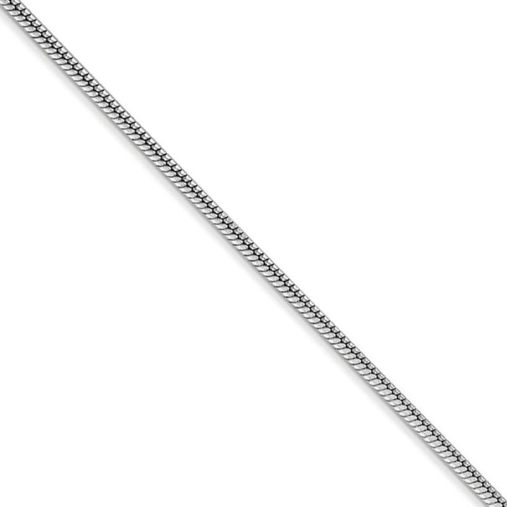 1.6mm, 14k White Gold, Round Solid Snake Chain Bracelet, 8 Inch